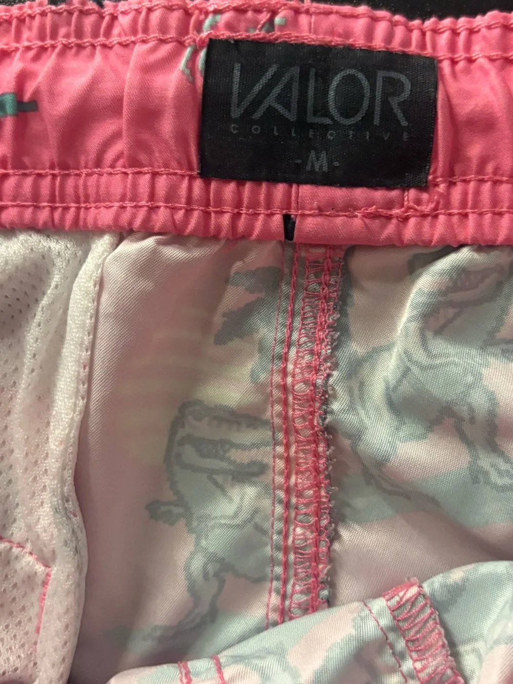 Men's Valor Pink Tropical Dino Swim Trunks 🌵M